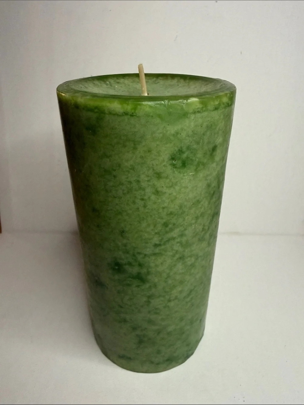 Pier 1 Green Marbleized Pillar Candle